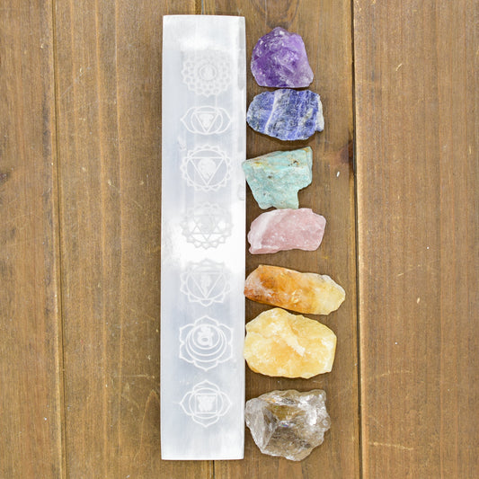 7 Chakra Selenite Charging Bar - Balance Your Energy