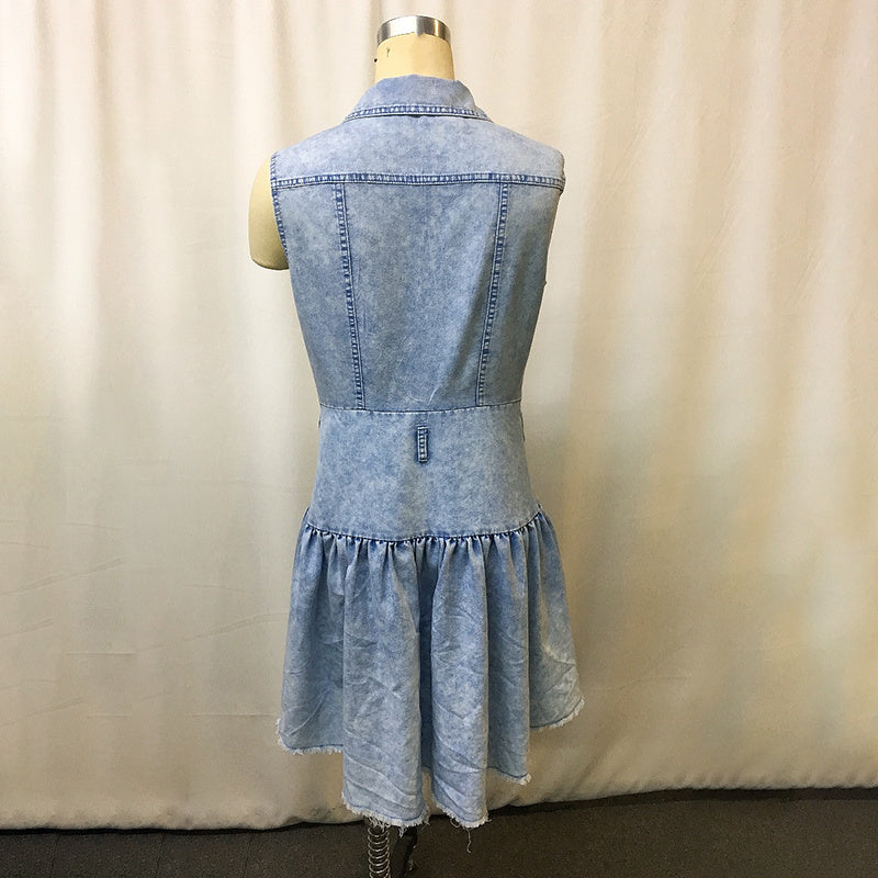 Women's Vintage Western Cowboy Dress, Elegant Deep V Neck Mini Dress With Ruffle Asymmetrical High Low Hem, NO Belt